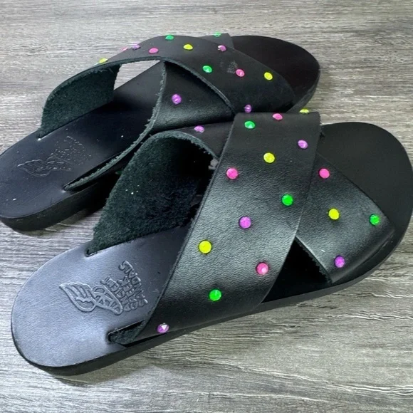 Ancient Greek Sandals Swarovski Leather sandals size 29/US toddler 12 EUC RARE - Picture 5 of 8